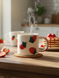 3d Strawberry Ceramic Tea/Coffee Mug | Gift for Brother, Birthday, Rakhi Red-Green, 300ML