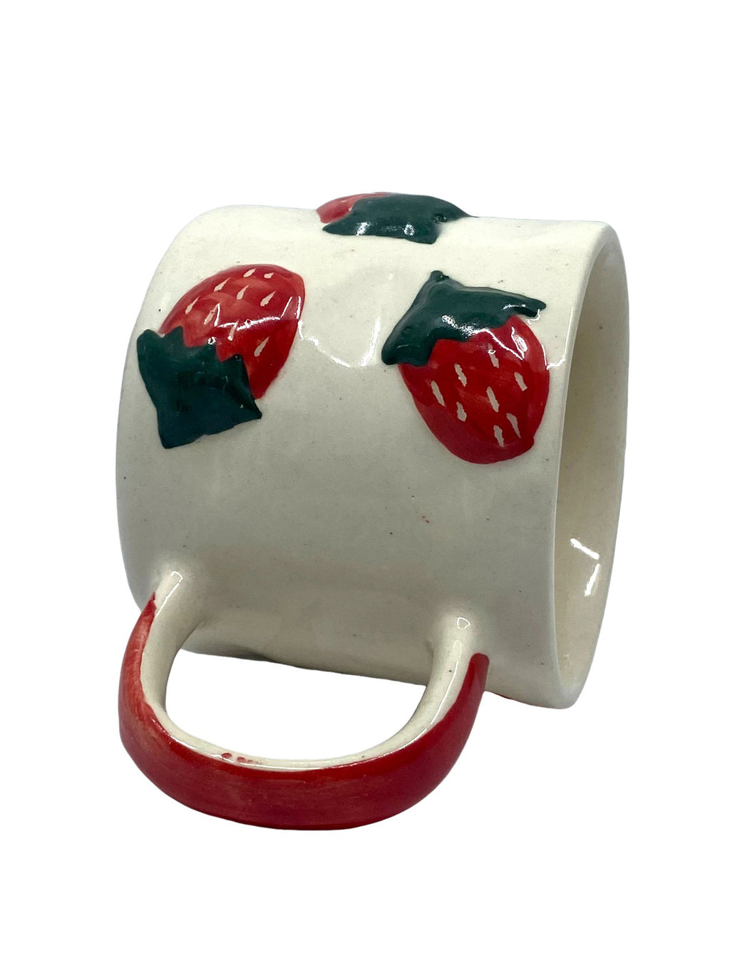 3d Strawberry Ceramic Tea/Coffee Mug | Gift for Brother, Birthday, Rakhi Red-Green, 300ML