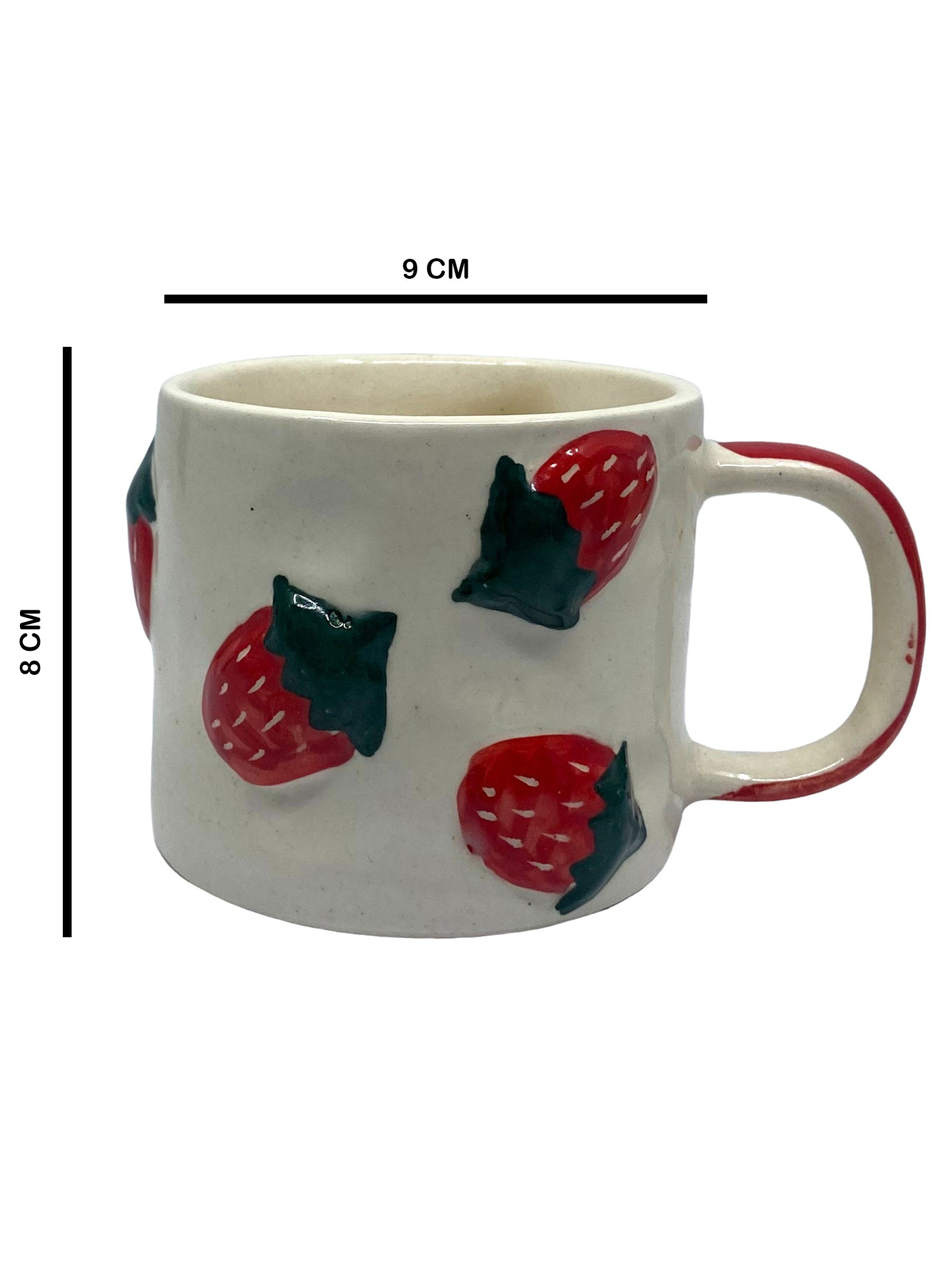 3d Strawberry Ceramic Tea/Coffee Mug | Gift for Brother, Birthday, Rakhi Red-Green, 300ML